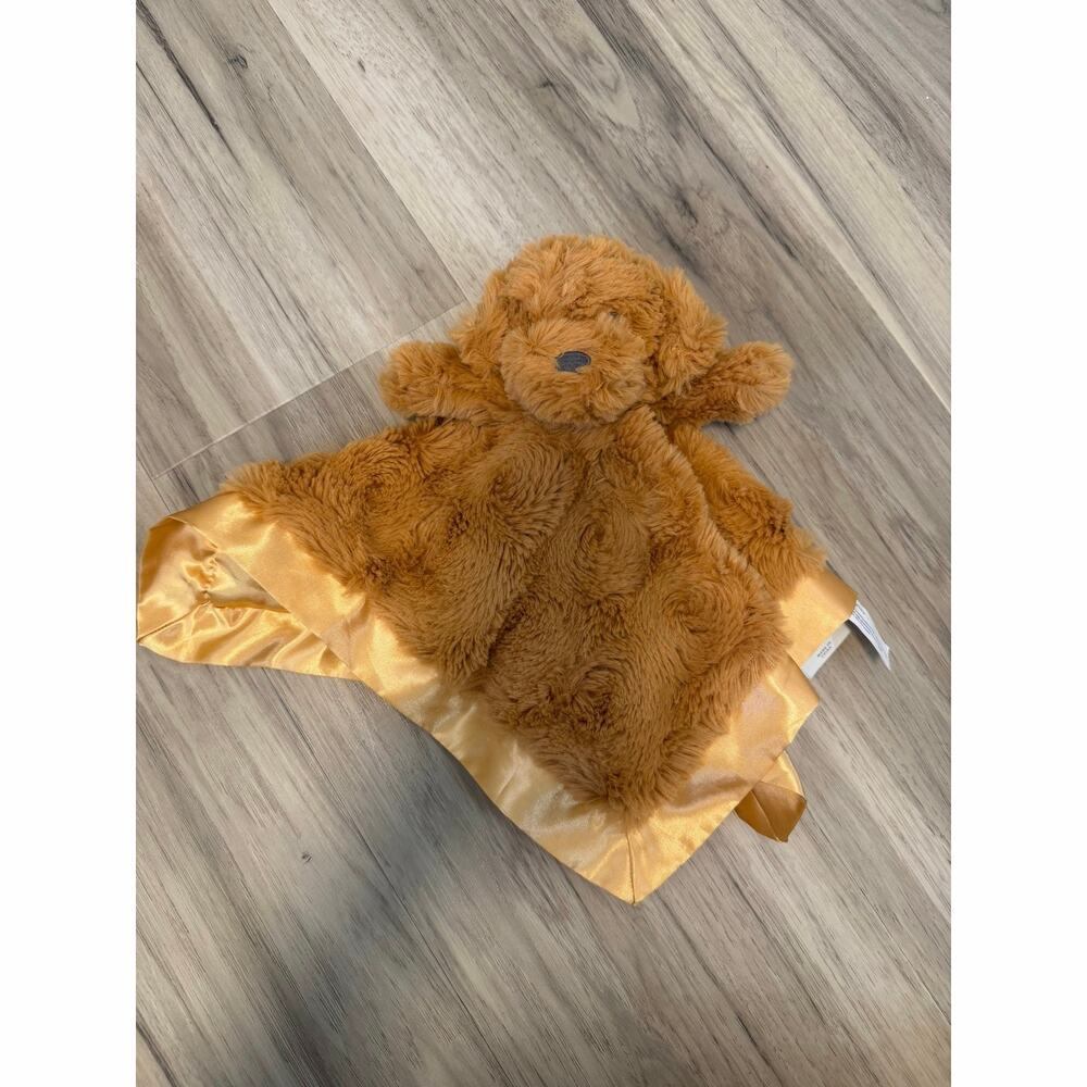 Cloud Island Brown Golden Doodle Puppy Dog Security Blanket Satin Lovey 14"